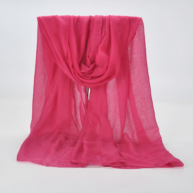 1 Pcs Plain Hijaabs Voor Vrouwen Viscose Solid Shawl Glitter Gouden Sjaal Moslim Hoofd Wrap Elegante Sjaals 20 Kleuren Plus size: rose