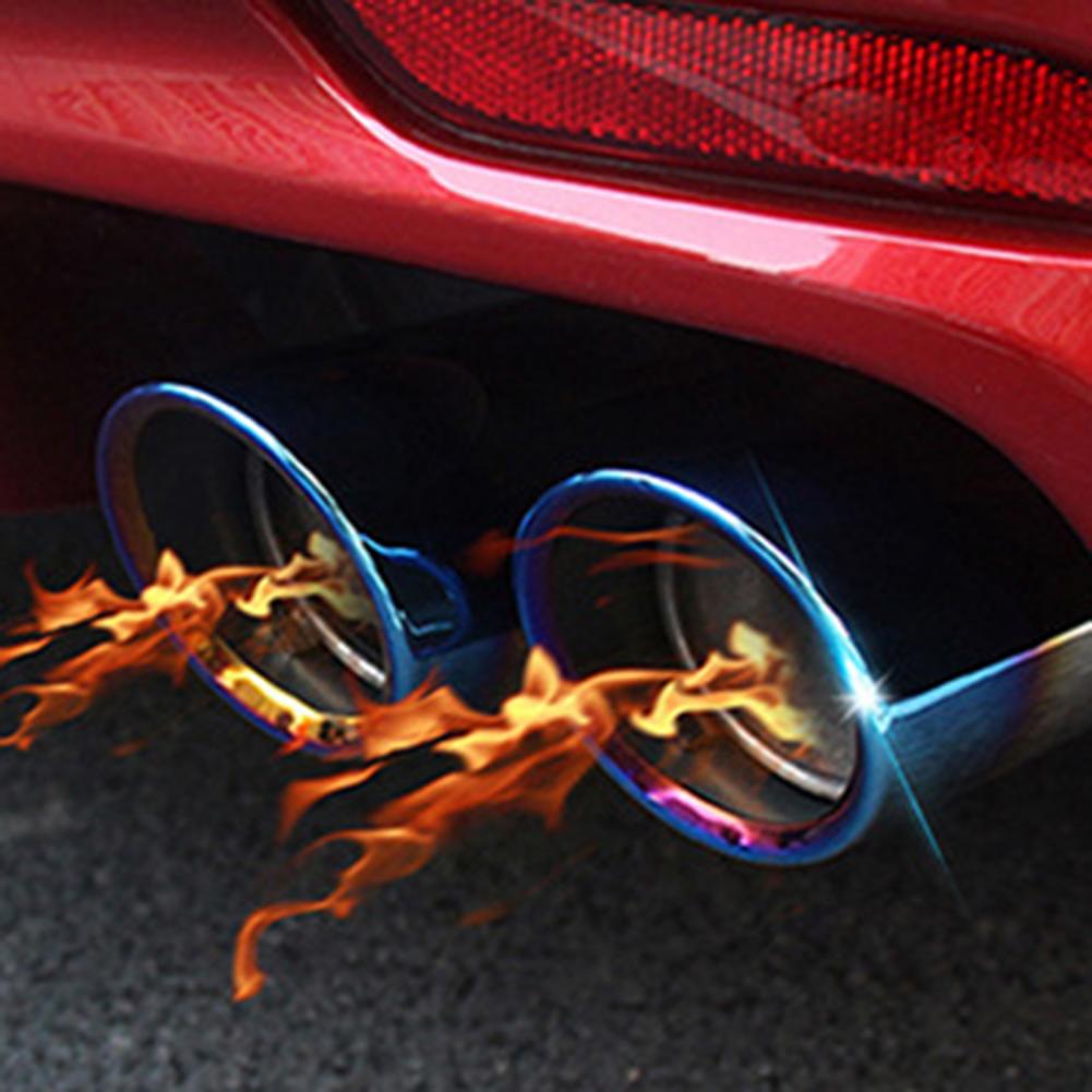 Car Exhaust Tip Universal Double Outlet Rolled Edge Muffler Stainless Steel Bent 70MM Bent Exhaust Pipe Tip End for Autos