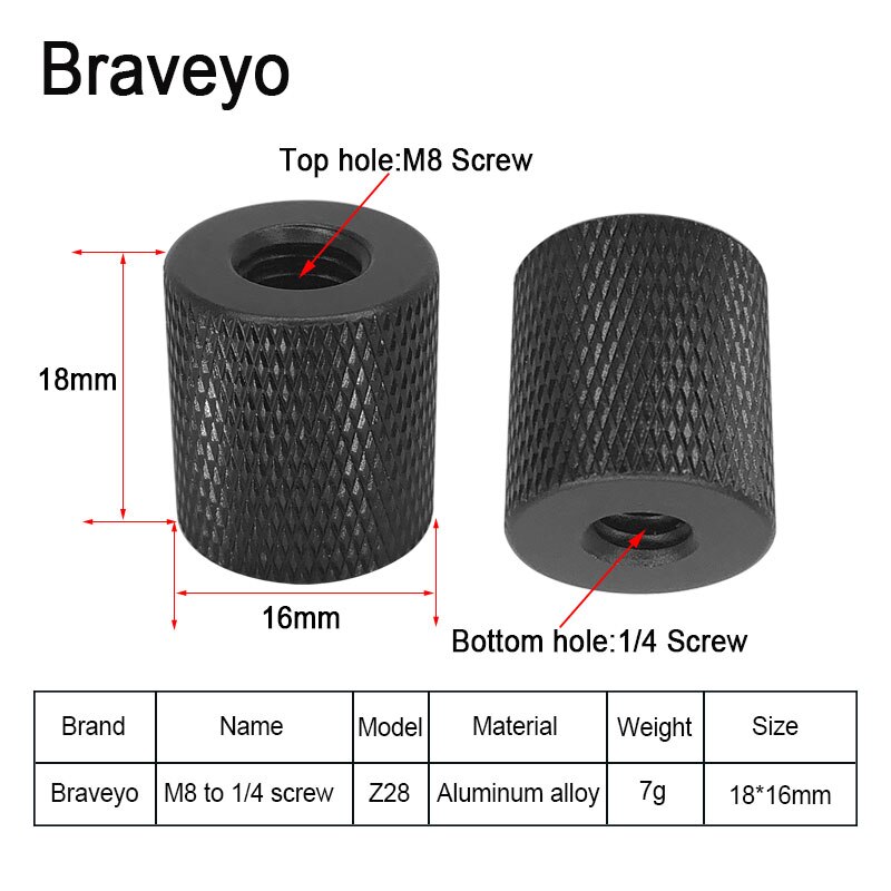Dubbele Moer Adapter Schroef 1/4 M4 M5 M6 M8 M10 Camera Schroef Statief Balhoofd Monpod Mount Schroef Voor Dslr live Flash Bracket: Z28 1PC