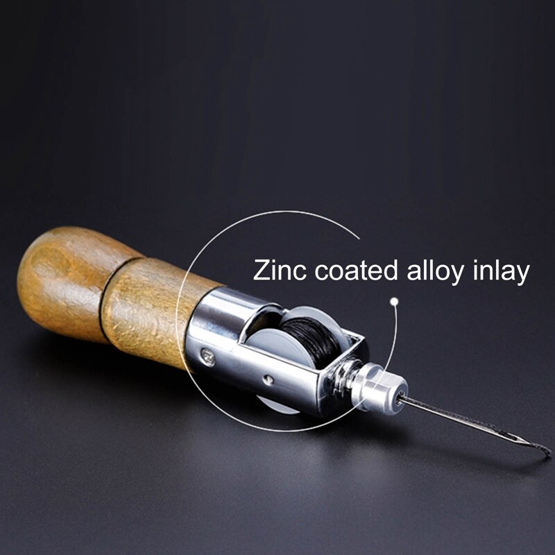 Leather Craft Lock Stitch Sewing Awl Thread Kit Needles Stitch Leather Fabric Grocery