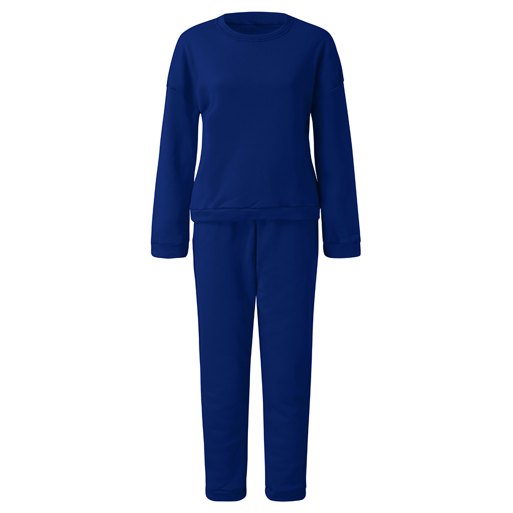 Conjunto deportivo sólido de manga larga de otoño para mujer, mallas deportivas azules para gimnasio, ropa deportiva sin costuras, conjunto de Tops y pantalones # g2: S / Azul