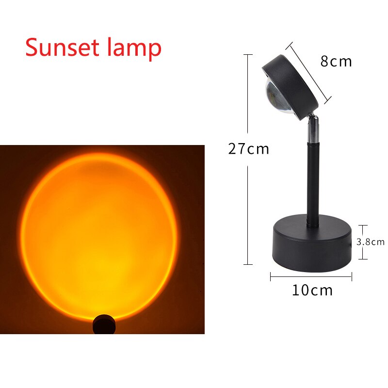 Sunset Rainbow Projector Night Lights Usb Led Table Lamp Projection Led Lamps Bedroom Coffee Wall Decoration Atmosphere Light: Sunset lamp