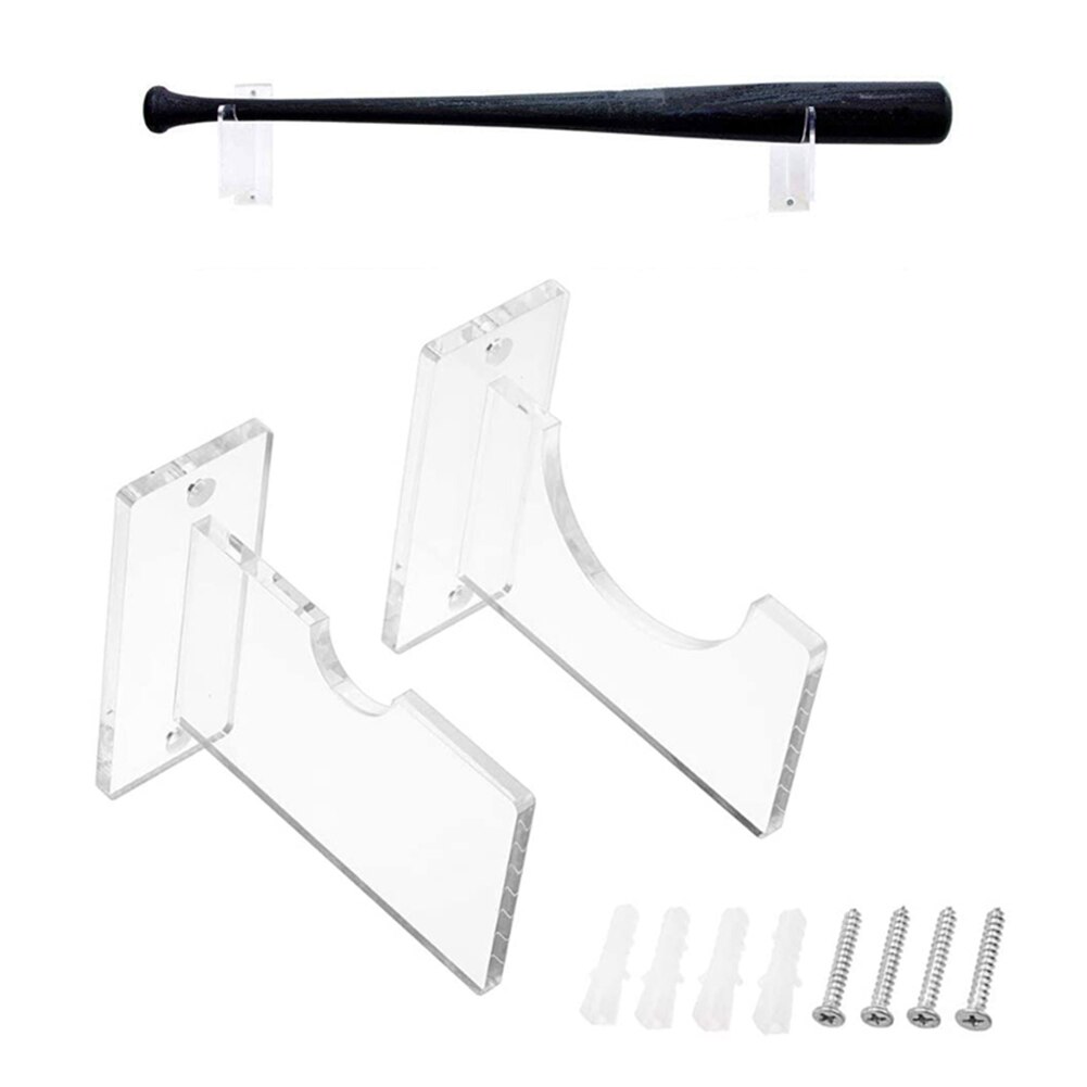 Clear Acrylic Wall Mounted Display Stand Baseball Bat Rack Durable Home Horizontal Hanger Storage Holder Bracket Accessories