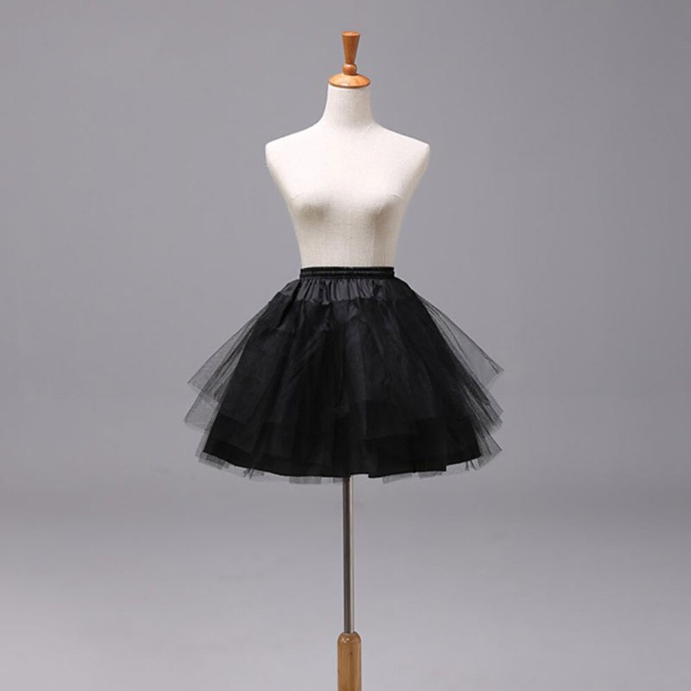 YUNUO-enaguas cortas blancas/negras para mujer, ropa interior de Lolita de 3 capas, accesorios de vestido de novia