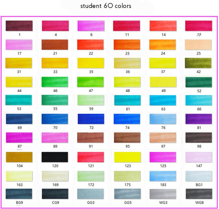 30/40/60 Colors Graphic Marker Pen Set Sketch Art Markers Double Headed Color Art Pens Paiting Pen with 4/5: student 60 colors