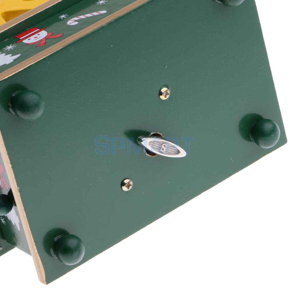 Christmas Music Box Xmas Mini Ferris Wheel Musical Toy Clockwork Ornaments Party Decor Xmas Sownman Bear Pattern Round