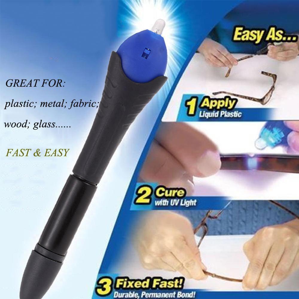 5 Second Quick Fix Liquid Glue Pen Uv Light Repair Tool With Glue Super Powered Liquid Plastic Welding Compound Office Supplies