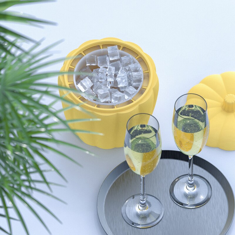 Siliconen Pompoen Shaped Ice Emmer Siliconen Ijsemmer Ijs Lade Met Deksel Grote Ijsemmer Wijn Drank Chilling Tool: Default Title