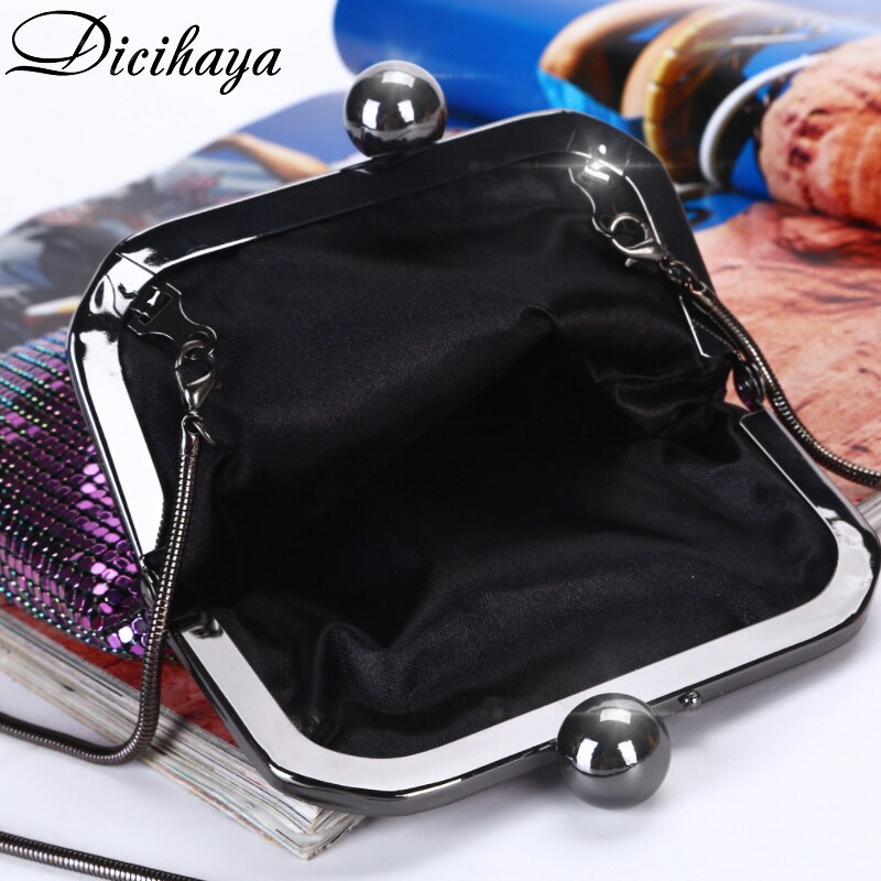 DICIHAYA Iridescence Aluminium Women Evening Bags Lady Wedding Party Shoulder Bags Phone Bag For Party Clutch Chain Bag