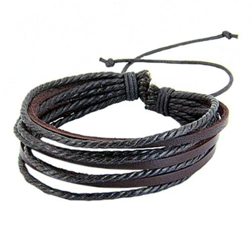 Bracelet sportif multicouche réglable en corde tressée en cuir synthétique pour hommes Bluelans