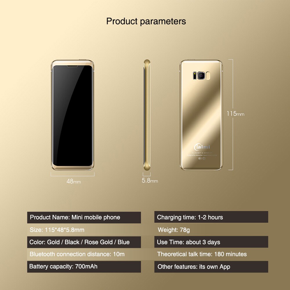 Taiml S8 MT6261DA 1.54" Mini Touch Screen Case 500mAH 2 SIM GSM Bluetooth MP3 Camera Flashlight Mobile Cell Phone with Case