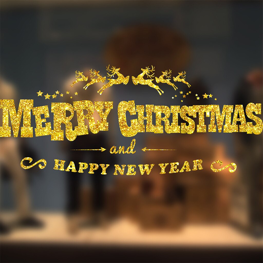 Merry Christmas Window Art Decals Family Room Wall Stickers Murals Decorative Stickers Removable Wall Art Stickers: D