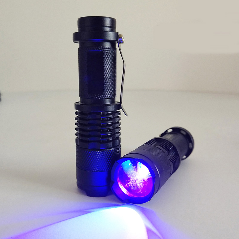 Zoomable Led mini UV Flashlight Torch Light Ultra Violet Light Blacklight UV Lamp AA Battery For Marker Checker Detection