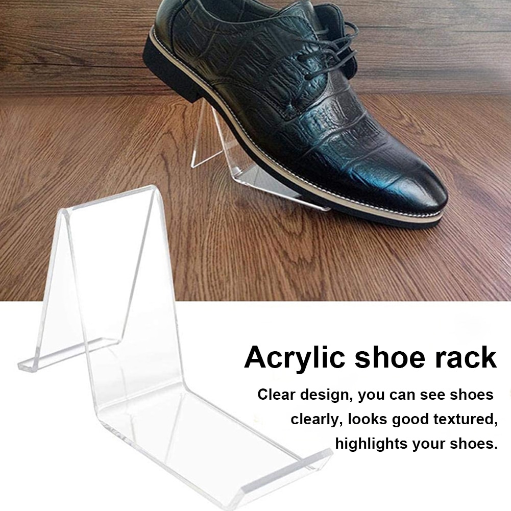 2pcs/set Portable Shoe Display Stand Angled Cabinet Multifunction Heels For Store Corner Clear Acrylic Home Retail Sandal Holder