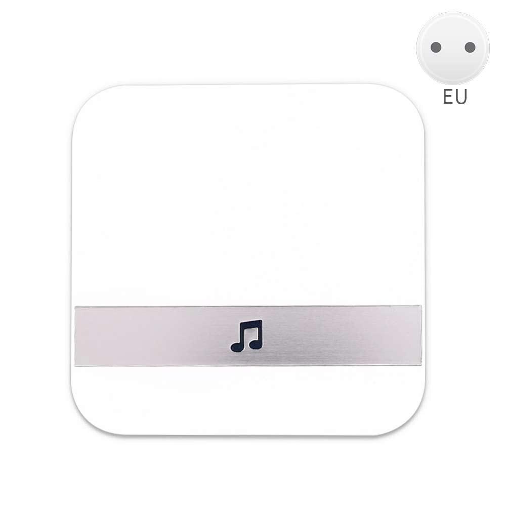 Sort 433.0 mhz wifi dørklokke klokke visuel dørklokke klokke universal dør hardware husmarked kontor vandtæt plug-in klokke: Hvid eu-stik