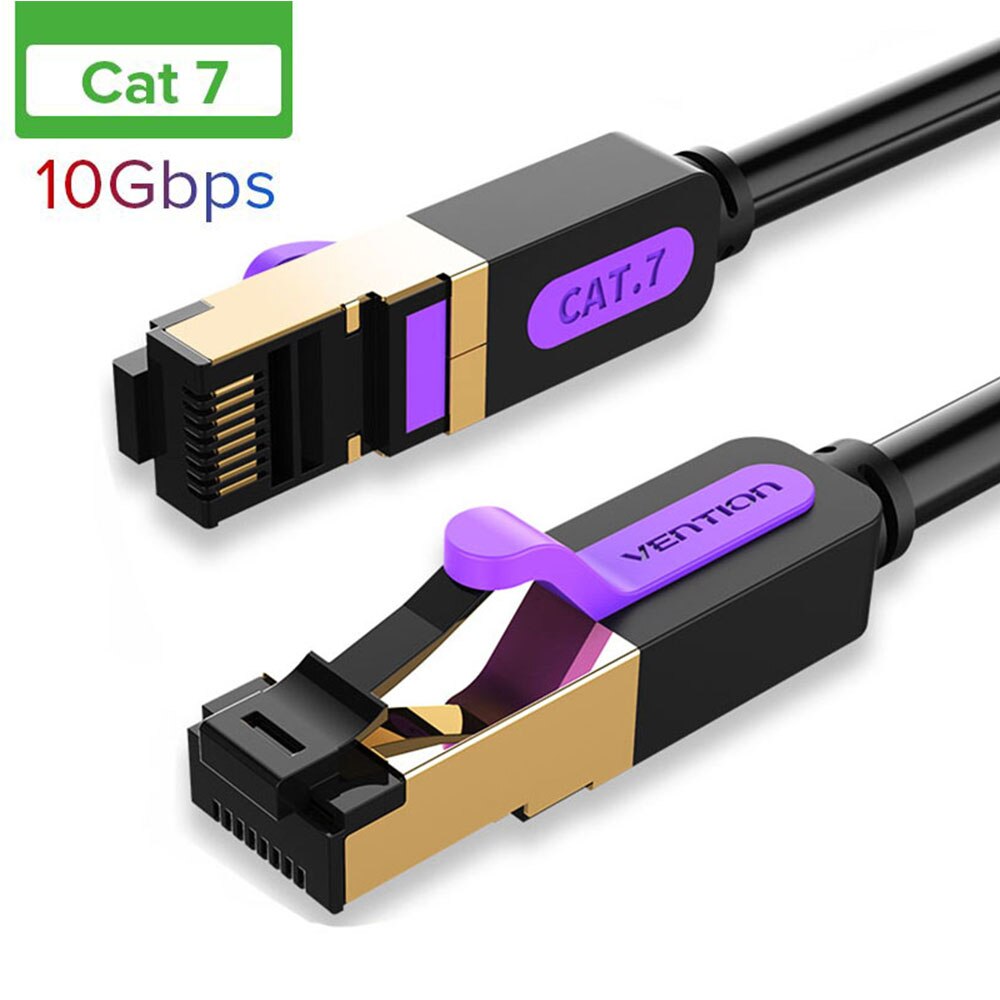 Vention Cat8 Ethernet Cable SSTP 40Gbps Super Speed Cat 8/7 RJ45 Network Lan Patch Cord for Router Modem PC RJ 45 Ethernet Cable: Black CAT 7 / 1.5M