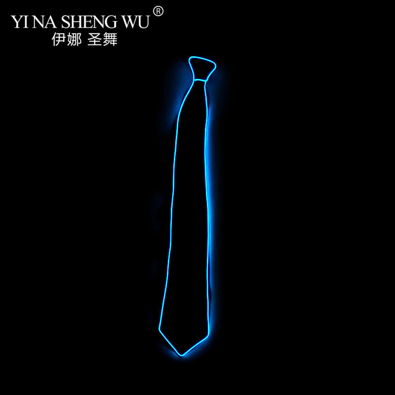 Men Glowing Tie EL Wire Neon LED Luminous Tie Glasses Cosplay Party Haloween Christmas Luminous Light Up DJ Bar Club Stage Prop: green