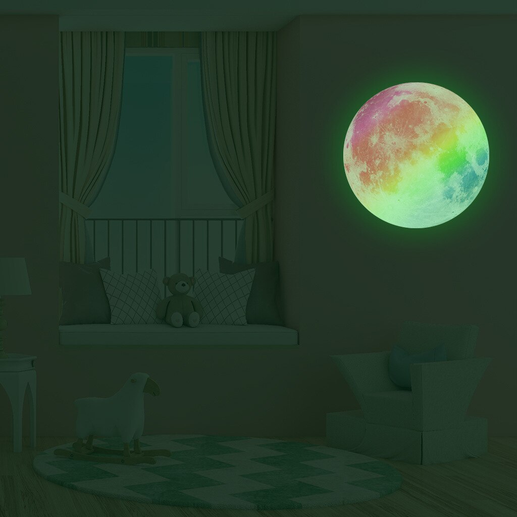 20cm Luminous Moon 3D Wall Sticker for Kids Room Bedroom Decoration Home Decals Glowing Wall Sticke Self-adhesive PI669