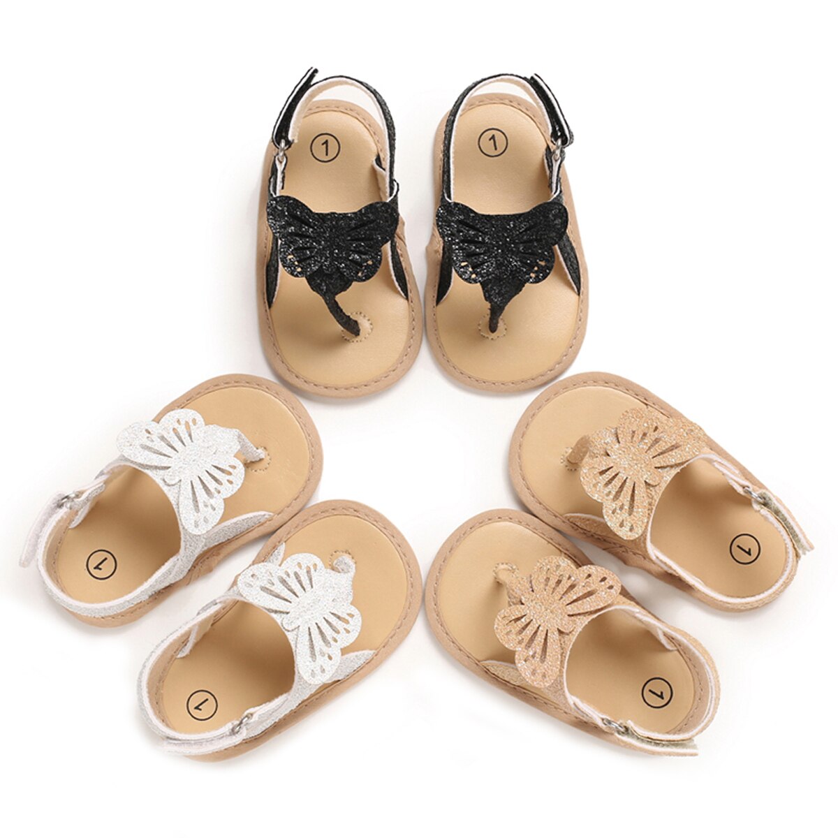 0-18m infantil bebê meninas meninos sandálias sapatos bling bling borboleta causal sandálias de verão