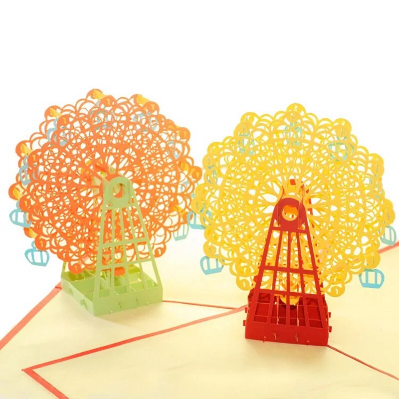 3D Pop-Up Cards Flowers Birthday Card Anniversary Postcard Ferris wheel party Wedding Invitations Greeting Cards