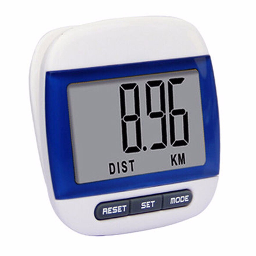 LCD ceinture pince podomètre marche pas compter KM Distance calcul compteur numérique podomètres Fitness équipement: Bleu