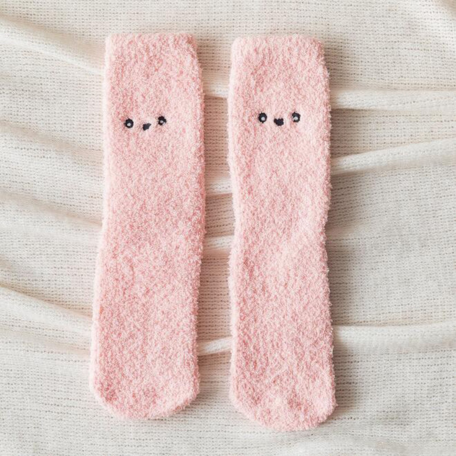 Winter Women Socks Warm Thicken Anti-slip Floor Socks Spring Autumn Cotton Breathable Keep Warm Floor Anti-skid Print Socks: E