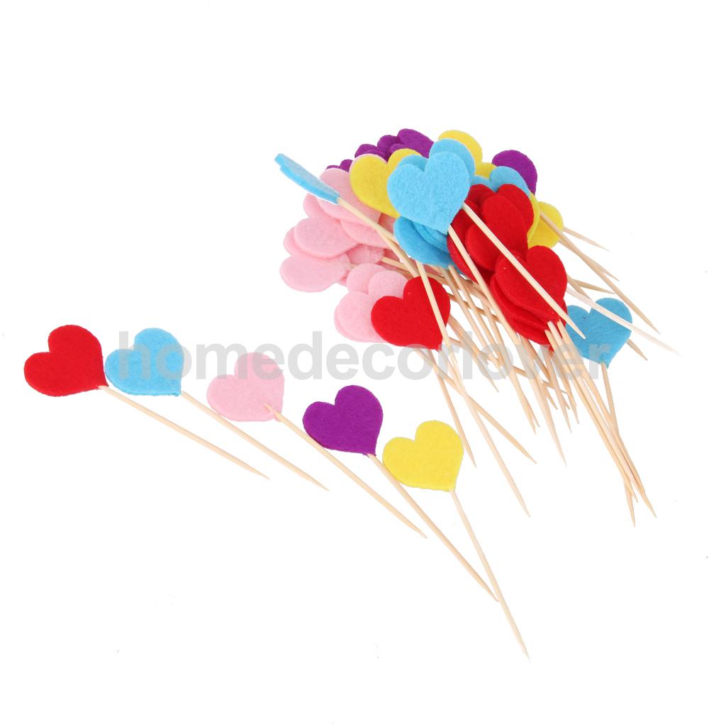 50 Stuks Hart Patroon Voedsel Picks Party Tandenstoker Cupcake Cocktail Decor