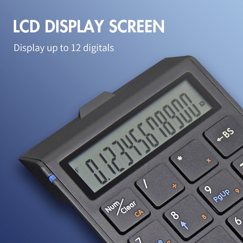 Numeric Keyboard Bluetooth Keypad Digital Calculator with LCD Display Screen Rechargeable For Windows Laptop Android Tablet