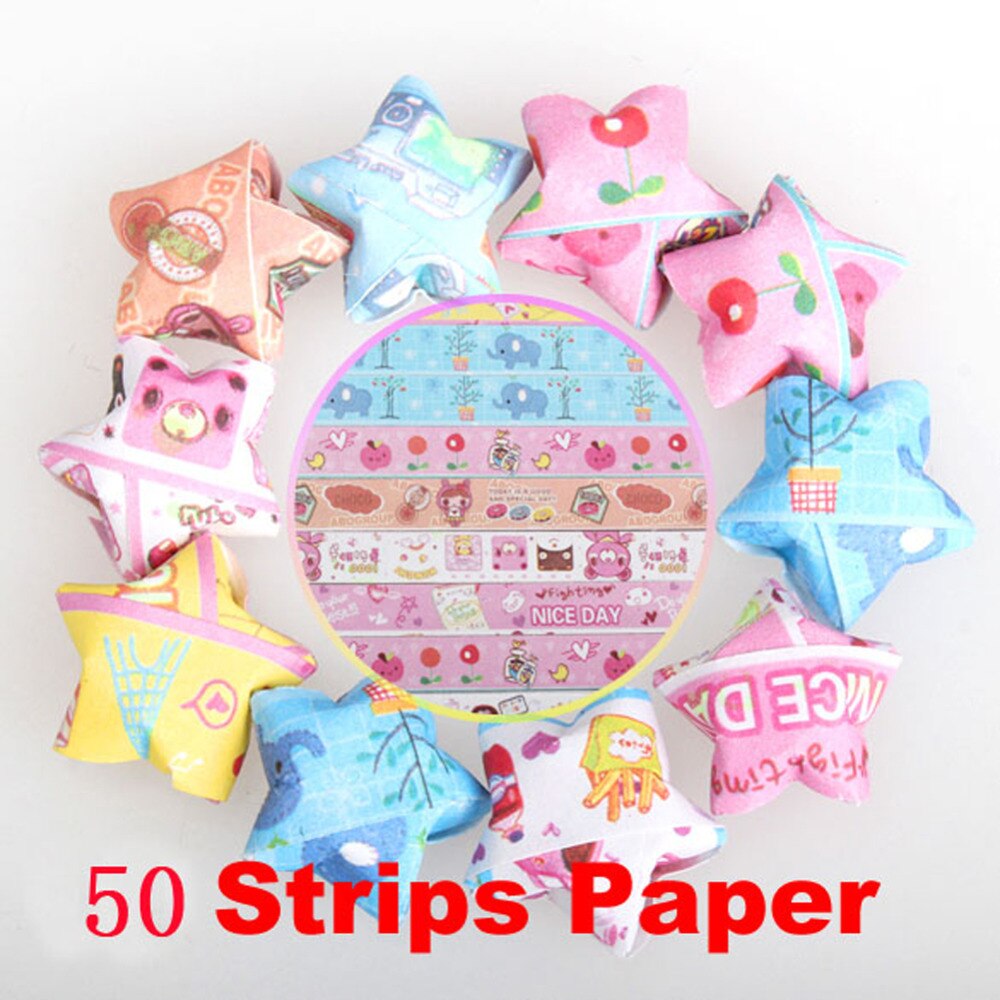 50 PCS Folding Kit Lucky Star Origami Wish Star Origami Paper Strips Paper Crafts Art Tools DIY Handmade Origami Paper
