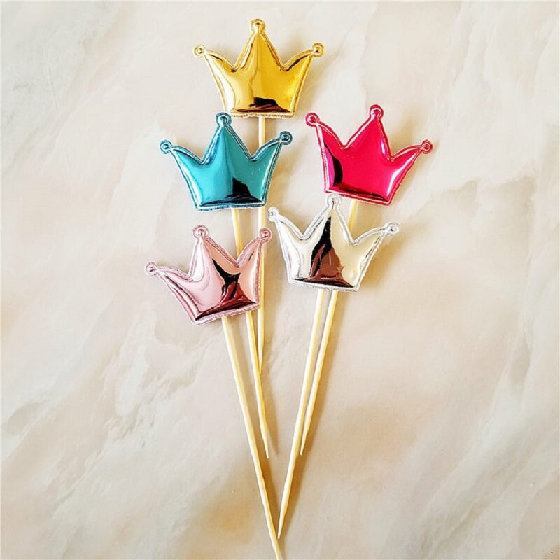 5 stk/pose fargerik stjerne hjerte krone gratulerer med dagen kake topper cupcake topper barn favoriserer bryllupsfest rekvisita hjemmedekorasjon