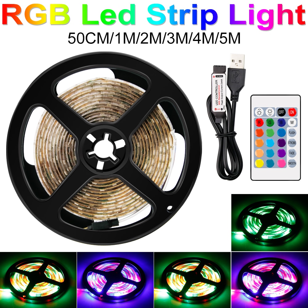 Rgb Led Strip Licht 2835 Waterdichte Rgb Tape 5V Lint Diode Led Strips Licht Flexibele Streep Lamp Usb Plug omgevingslicht Tv