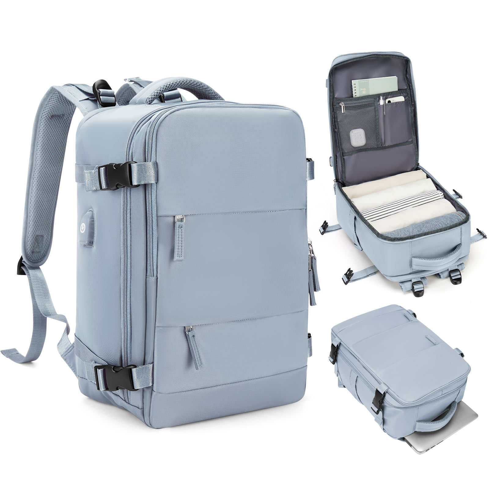 Borsa da cabina 40:*25:*20, zaino da viaggio ad alta capacità approvato dalla compagnia aerea, borsa per laptop da lavoro impermeabile appositamente progettata per uomo: Blu