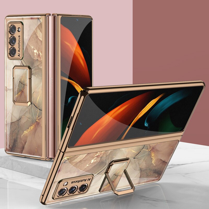 Szklany futerał na palec do Samsung Galaxy Z Fold 2 5G pokrowiec na ramkę uchwyt na twardą osłonę ochronną do Galaxy Z Fold2 5G