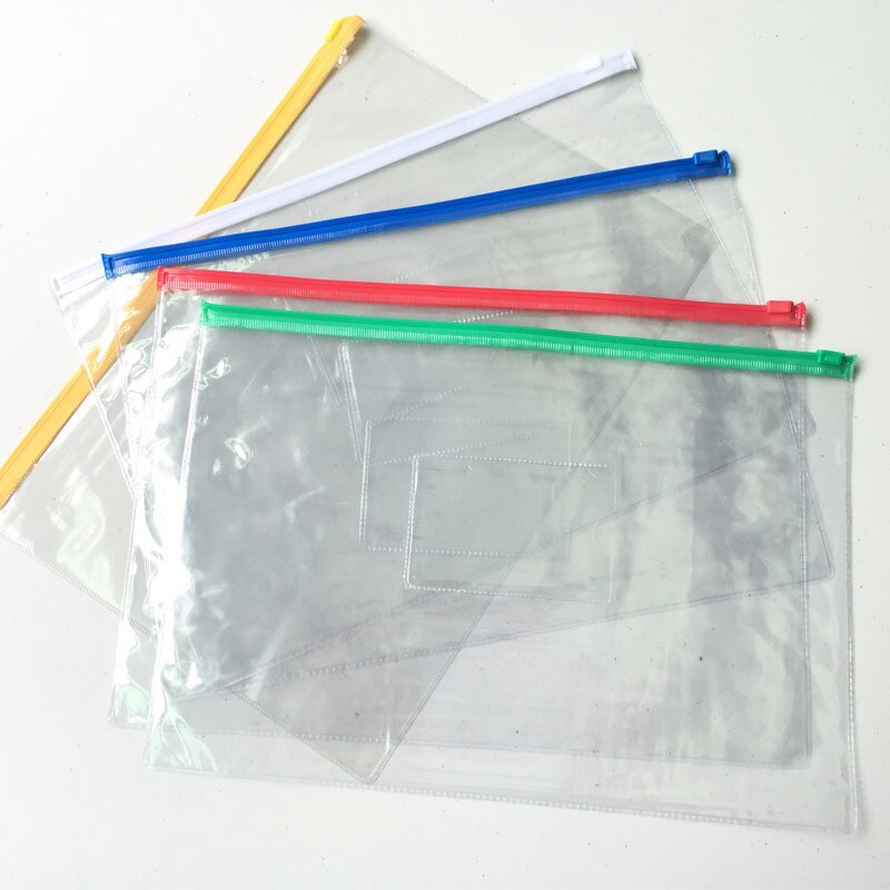 10pcs/lot A4/A5/A6/B4/B5 Transparent Zipper File Thickening Protective Document Bag Stationery Office Supplies
