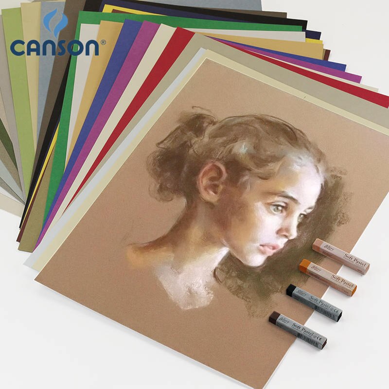 France Canson Soft Pastel Paper 4K Mi-Teintes 12Pcs Oil Pastels Painting Paper Chalk Crayon Sketch Color Pencils