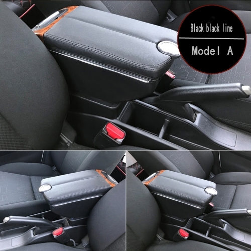 Boîte Convertible accoudoir pour Peugeot 307 CC, Double portes ouvert, 7usb centrale, boîte de rangement, accoudoir: A-Black black line
