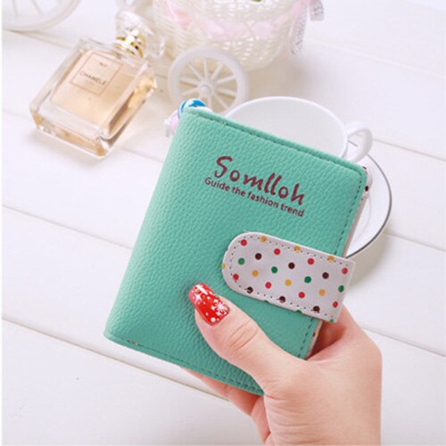 Nova moda feminina impresso carta zíper pequena carteira feminina meninas bonito curto moeda bolsa de couro do plutônio cluth dinheiro saco titular do cartão: green