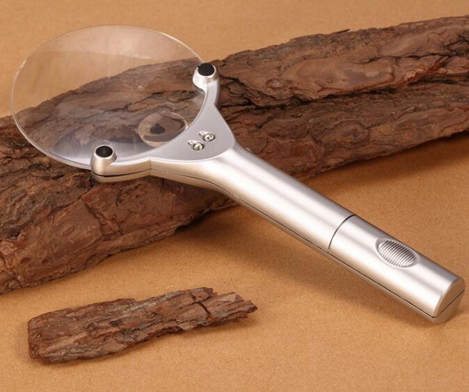 2X6X130 Mm Vergrootglas Led Handheld Draagbare Verlichting Vergrootglas Vergrootglas Loupe Tool Met 2 Led Verlichting lamp