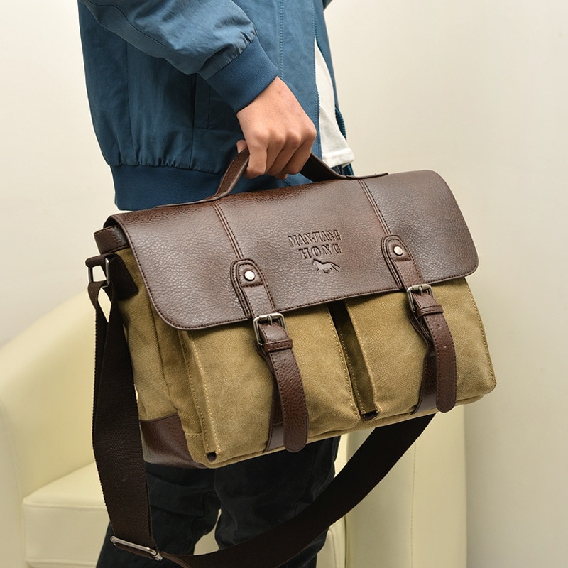 Vintage mænd lærred håndtasker mænd skuldertasker mandlige stor kapacitet messenger tasker
