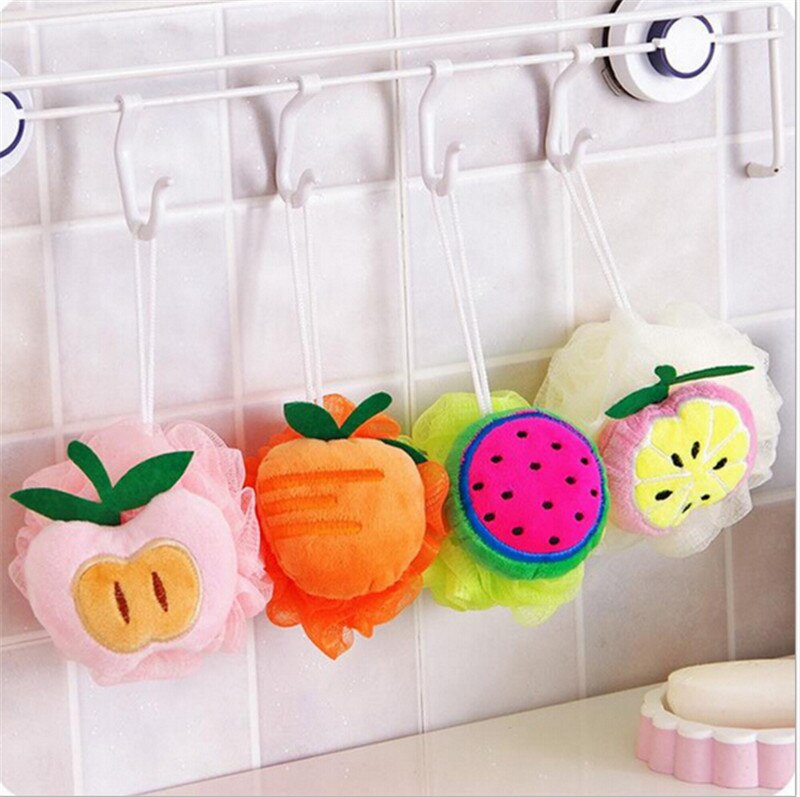 1pc frukt form färgglada bad boll skrubber dusch spa svamp kropp rengöring skrubb bad underkropp rengöring skrubba slumpmässiga färger