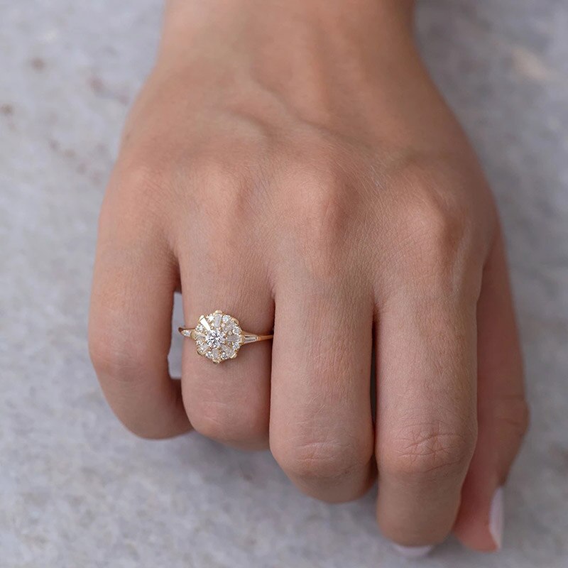 Zhouyang Engagement Ring Voor Vrouwen Persoonlijkheid Geometrie Zirconia Goud-Kleur Huwelijkscadeau Sieraden KBR393