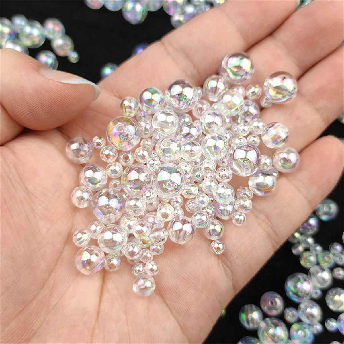 Cuentas de perlas de imitación ABS de 6mm/8mm/10mm, suministros de joyería DIY blancos transparentes para collares, pulseras y manualidades