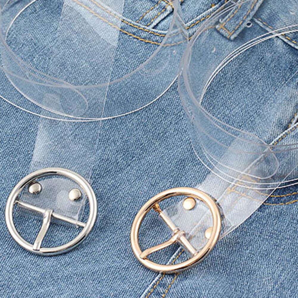 Clear Heart Belt Women Simple Plastic PVC Transparent Dress Belts For Jeans Metal Pin Buckle Trouser Waistband