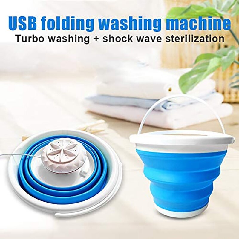 Portable Mini Tub Washing Machine,Foldable Personal Compact Ultrasonic Turbines Rotating Washer USB Powered for Travel