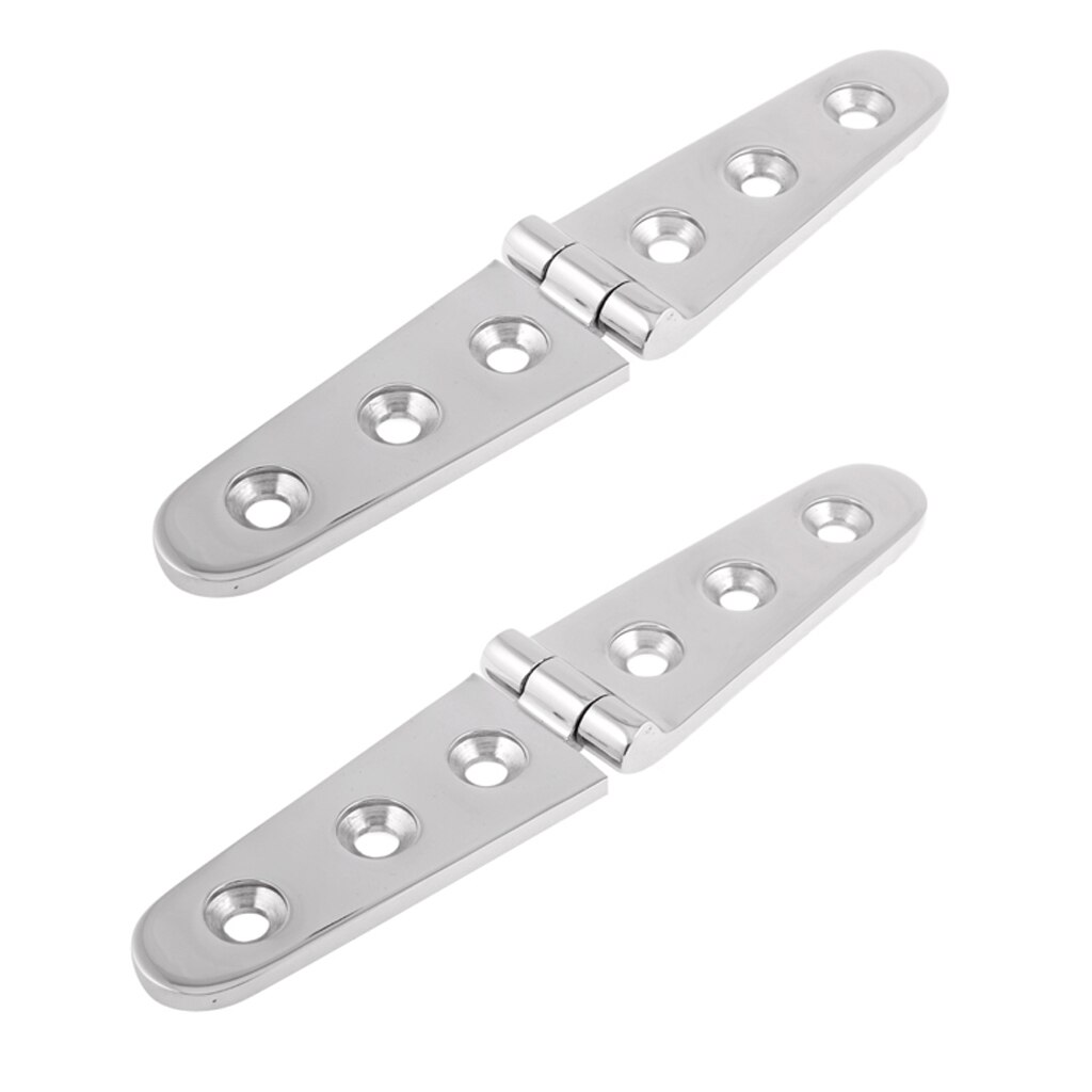 2 Pieces Marine Grade Heavy Duty Stainless Steel Strap Hinge 6'' x1'' Thickness 4mm, Silver
