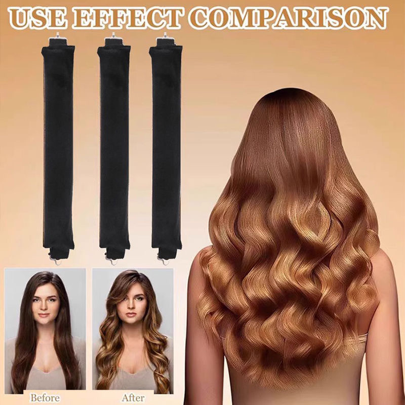 Big Wave Lazy Heatless Curling Rod Plush Head Hair Curler Wave Form Curl Rod Sponge Curling Bouncy Curling Hair Hair Rollers
