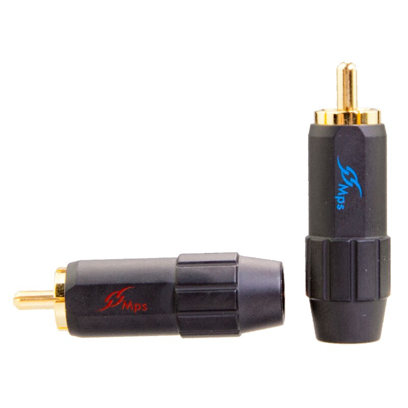 Clavija RCA de cobre HiFi chapada en oro de 24K, conector RCA de cobre con cabeza de loto, cable de 8mm, HiFi MPS Flat-8B