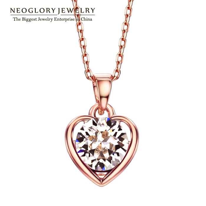 Neoglory blaue herz-halsketten & anhänger für damen und teenager-mädchen, charmanter schmuck  he1 he- b  b1: Weiß