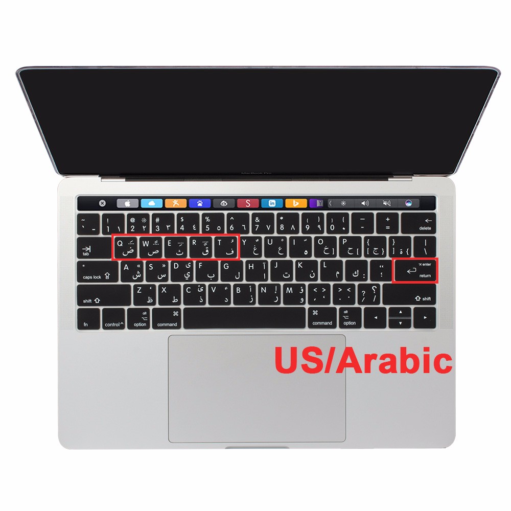 USA USA wprowadź rosyjski arabski ukraina angielski układ cienka miękka klawiatura silikonowa pokrywa dla Macbook Pro 13 15 touch bar 2019 2018: US  Arabic black