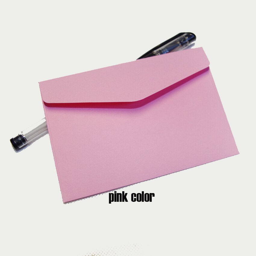 100pcs Lxw: 11.7x8cm Colorful Mini Kraft Envelope Business Vip Card Small Wedding Party Invitation Card Paper Envelopes Office: pink
